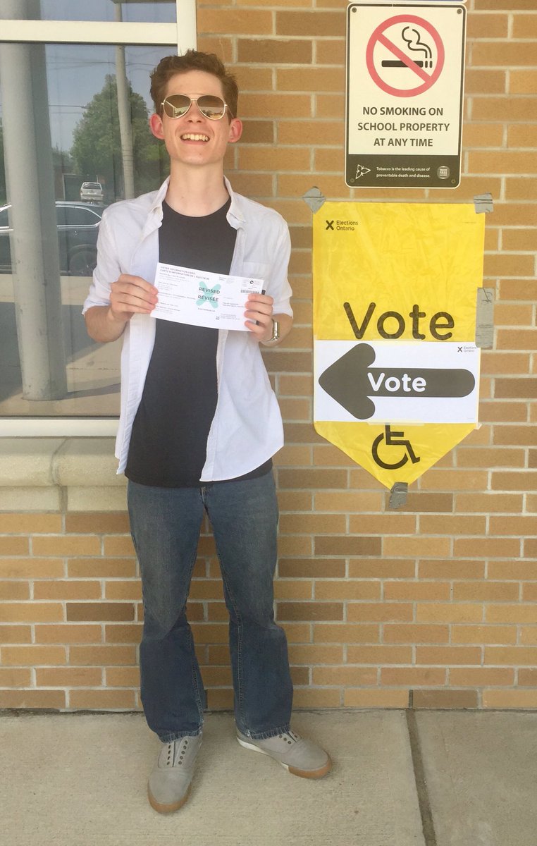 First time voter ⁦@OYLorg⁩ ⁦@tylerdriches⁩ Prime Minister of ⁦@SaltfleetHWDSB⁩ Student Council proudly voting for the best representative for #FlamGlan ⁦@judipartridge⁩ ⁦⁦@OntLiberal⁩ ⁦@Kathleen_Wynne⁩ #CareOverCuts #ONPoli