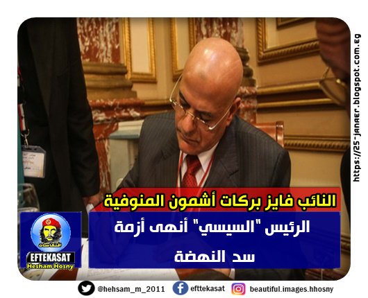 النائب فايز بركات  نائب أشمون المنوفية  :الرئيس "السيسي" أنهى أزمة سد النهضة