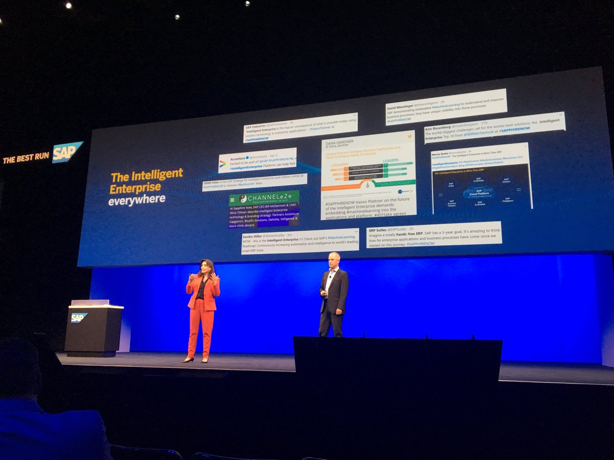 sowitt's tweet photo. Lori Mitchell-Keller and Peter Maier talking about the Intelligent Enterprise helping Industries to grow. #SAPPHIRENOW https://t.co/In8xrJbRjb