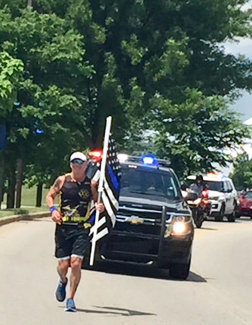 GVSUPolice's tweet photo. We had the privilege of escorting @KentSheriff Deputy Garbarino as he continues his #RunAcrossMichigan as he made his way through campus today.  Keep it going, Deputy Garbarino!! https://t.co/rKJLLn9i8F