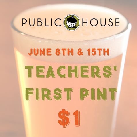 RoundBarnBrews's tweet photo. Calling all teachers! Come celebrate the end of the school year with us tomorrow and get your first pint for $1! #goodbeer #craftbeer #craftbrew #roundbarnbrewery #publichouse #teachers #firstpint #teacherappreciation #schoolsout https://t.co/1t4ERuHkVm