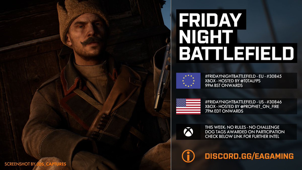 BF_YNOB's tweet photo. Demain nouvelle #FridayNightBattlefield donc n'hรฉsitez pas ร nous rejoindre sur #XboxOne
N'hรฉsitez pas ร Follow
@T0TALfps
@Prophet_On_Fire
#BestCommunityInTheWorld
Serveurs
EU : #30845 - 9PM / LONDON
๐บ๐ธ : #30846 - 7PM / EASTERN
https://t.co/aygV0zAB1i https://t.co/Il8lxCf83b