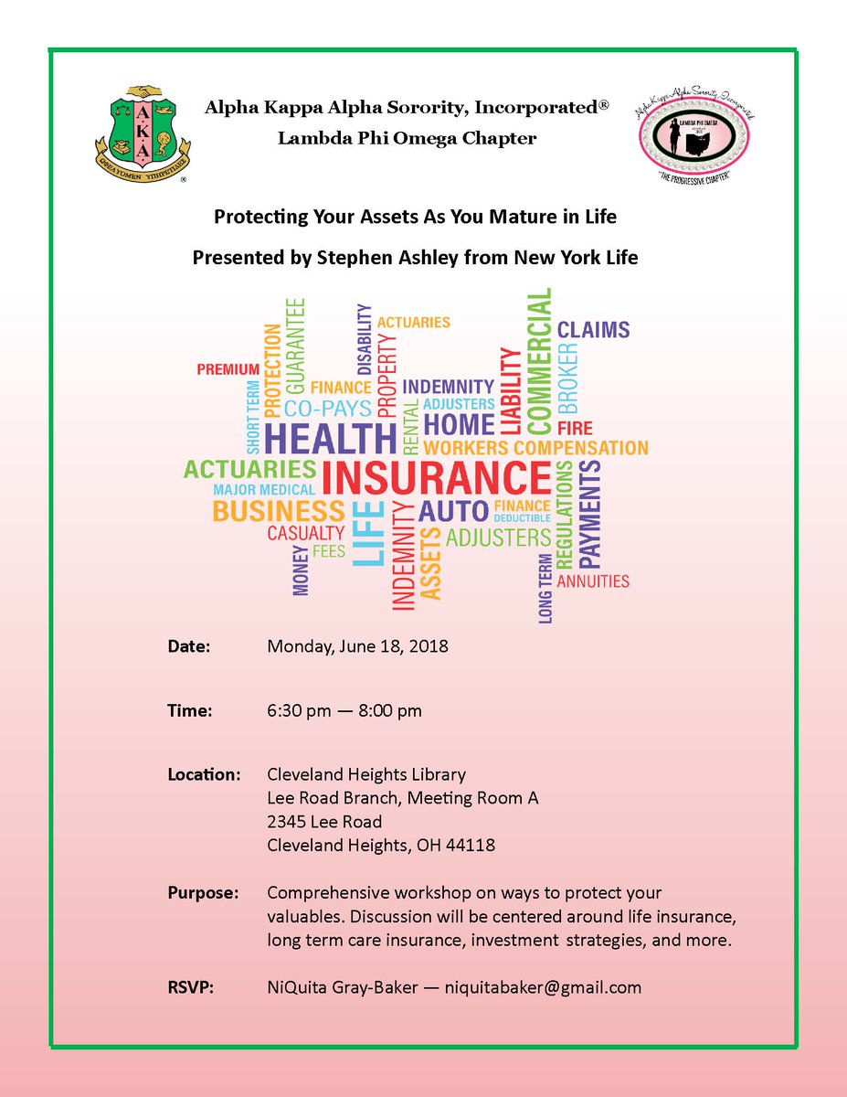 Stephen Ashley from New York Life will present on the topic of "Protecting Your Assets as You Mature in Life" at our next Economic Empowerment workshop on June 18, 2018. RSVP to Niquita Gray-Baker at niquitabaker@gmail.com to save your spot! #theprogressivechapter