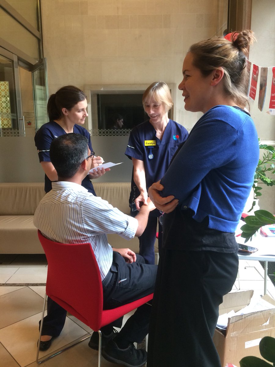 GerryLongUCLP's tweet photo. #bartshealth the fabulous Barts health arrhythmia nurses continued their great work today screening for AF at SMLG building #uclpartners #knowyourpulse #HeartRhythmWeek https://t.co/haThtGGI8G