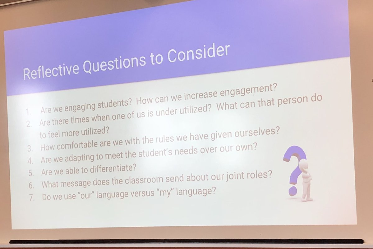 TechcoachWhyte's tweet photo. Great presentations on using Social Media in your class room @MrsKlodor at #KEEP18 this morning. Followed by some great insight on Co-teaching. Will be reflecting on some of these questions: https://t.co/DZjpltatVu