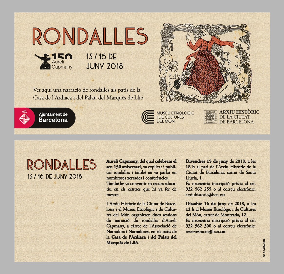ANINCat's tweet photo. Vet aquí una narració de rondalles. El 15  i 16 de juny en motiu del  150 aniversari de l'Aureli Capmany, l'Arxiu Històric de Barcelona (casa  l'Ardiaca) i  al  Museu Etnològic de cultures del  Món  (c/  Montcada) us conviden a gaudir dels següents actes #narracióoral https://t.co/yvLvZj7cgz