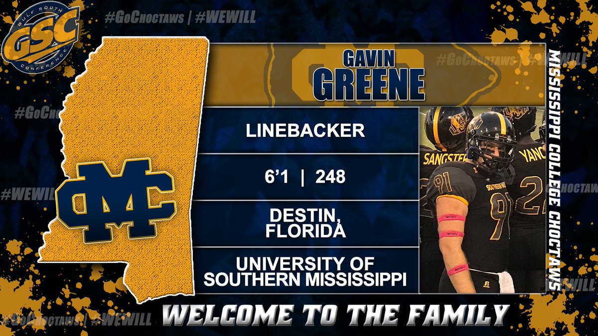 GoChoctaws_FB's tweet photo. Welcome to the family, Gavin Greene!! Gavin comes to MC from Destin, FL (Southern Miss) #GoChoctaws #WeWill #NSD18 https://t.co/0LKUgb6KX6