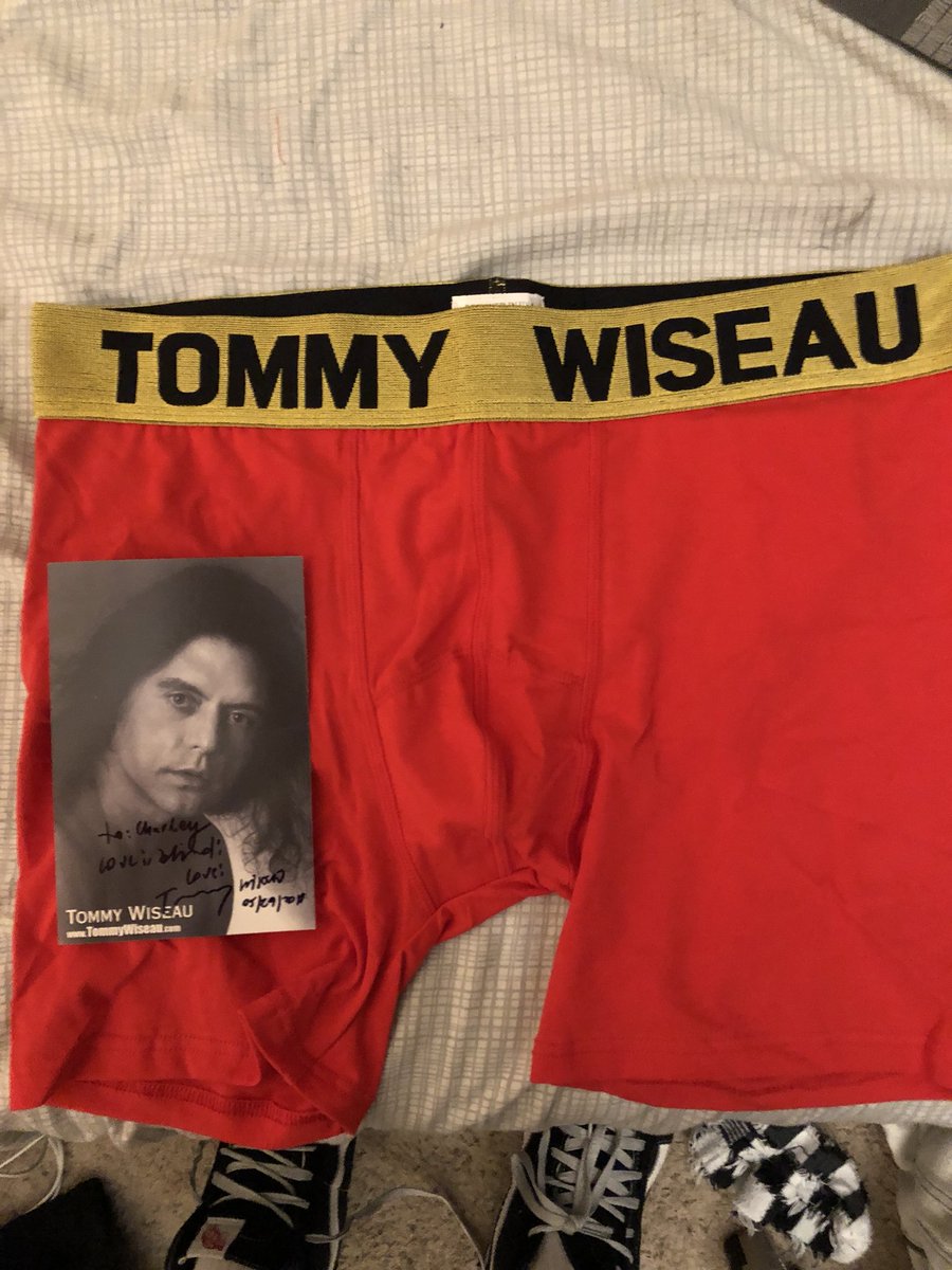 Charley_Plowman's tweet photo. What a great surprise to get home to. Thank you @TommyWiseau for this comfortable underwear and the autograph! Can’t wait to see what film you make next! If you’re ever in Nashville Tennessee, I would love to grab a drink with you! You’re an absolute legend. https://t.co/wVibCaKX9o