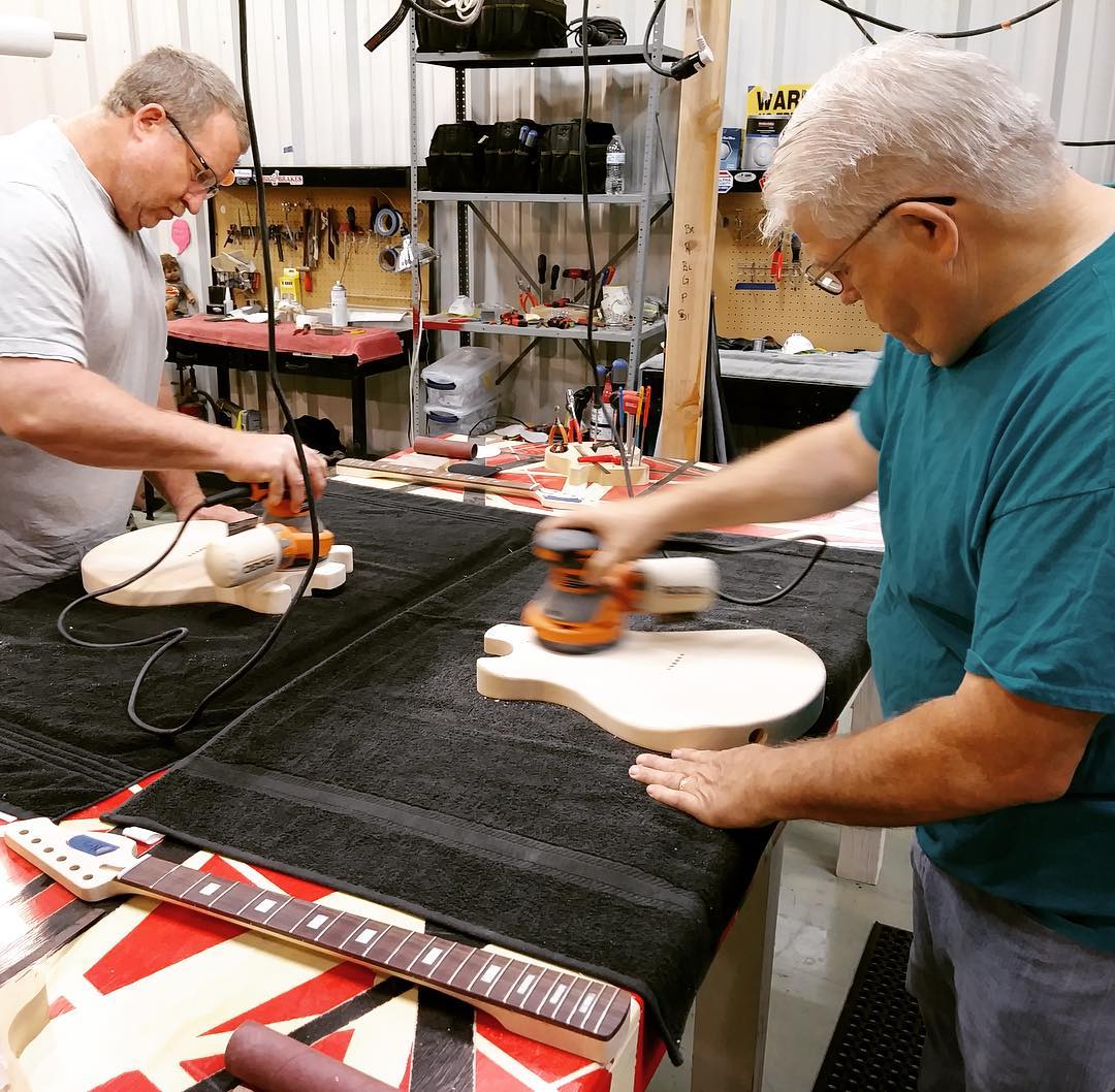 You must get the guitar body smooth before you stain it. #ThursdayThoughts #sanding #firstthingsfirst #customguitar #visitmusiccity #nashville #nashvillescene #thingstodo