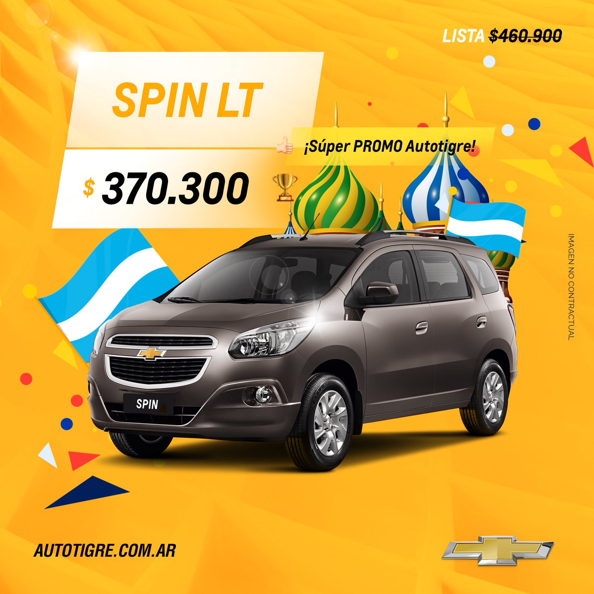 AutotigreChevr's tweet photo. Los mejores precios para tu próximo #0Km están en #Autotigre 🐯 Aprovechalos en el mes del mundial 😃🇦🇷 #MásCercaTuyo 🚘 https://t.co/eyDNmv5PLo