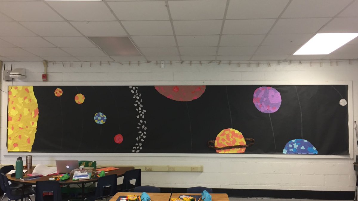JosephMcgruther's tweet photo. Our bulletin board is all set for the first day! #TeacherResidencyCCSD #exploration #solarsystem https://t.co/lrg7ZBehki