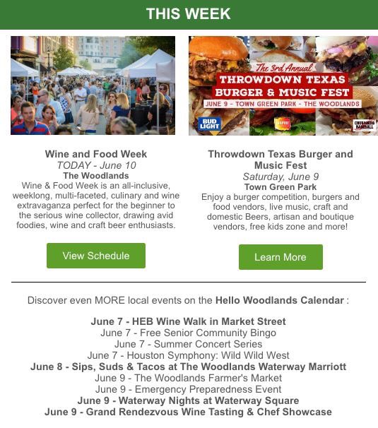 HelloWoodlands's tweet photo. Discover upcoming events and local news in this week's email newsletter: https://t.co/ShuqqYloC5

SUBSCRIBE (yes, it's free!): https://t.co/MtBTLF1aNh https://t.co/vlhA21TiUQ