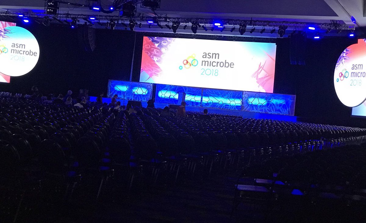 scimyfavcolour's tweet photo. We are ready to absorb the #microbiology vibes. A sneak peak of the auditorium, Thomas B. Murphy Ballroom at the Georgia World Congress Center where the opening session of #ASMicrobe is going to be held in a few minutes time. @ASMicrobiology #ASMicrobe https://t.co/rIByFhDpYX