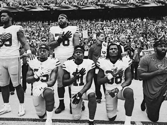 ElyssaMarie's tweet photo. "Donald Trump is counting on you doing nothing.

The league owners and executives are counting on you doing nothing.

But you are in a moment in history where doing nothing would be a grave mistake." @ShaunKing 

#NFLStrike #dontplay @NFL https://t.co/dmMzZ1BrX3