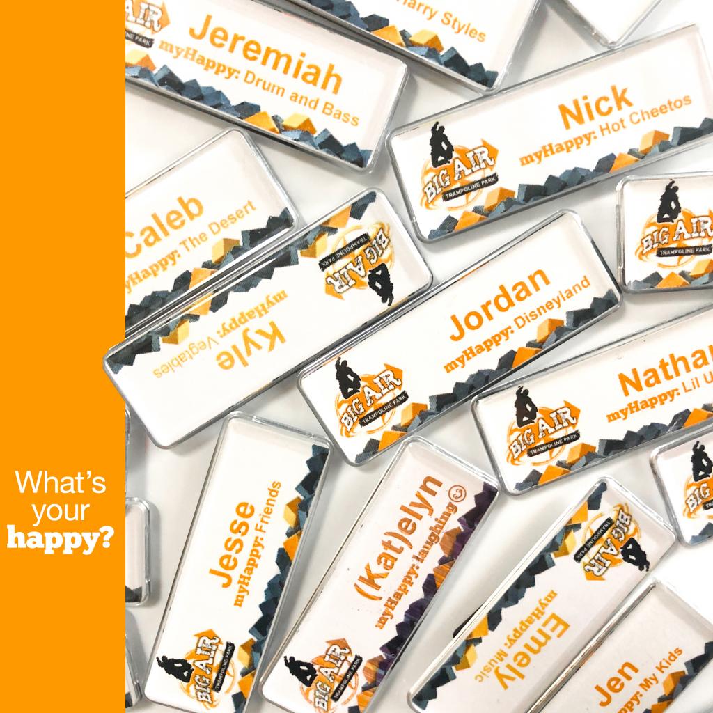 bigairbuenapark's tweet photo. Our #AirTeam members proudly showcase what makes them happy on their name tags. What's your happy? π #jumphappy https://t.co/W7diqiuR1E