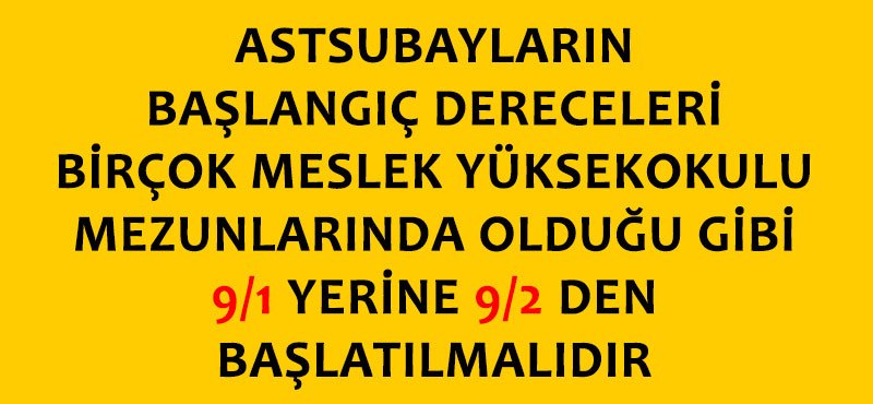 #KanalD @RT_Erdogan <a href="/cnnturk/">CNN TÜRK</a> <a href="/MehmetSoysal_/">Mehmet Soysal</a> <a href="/KanalD/">Kanal D</a> <a href="/handefrt/">Hande Fırat</a>
<a href="/buketaydin/">buket aydın</a> <a href="/temadankara/">TEMAD Genel Başkanlığı</a> Sn. Cumhurbaşkanımız; Astsubaylar Başlangıç derecesin 9/2 olarak düzeltilmesini istiyor.