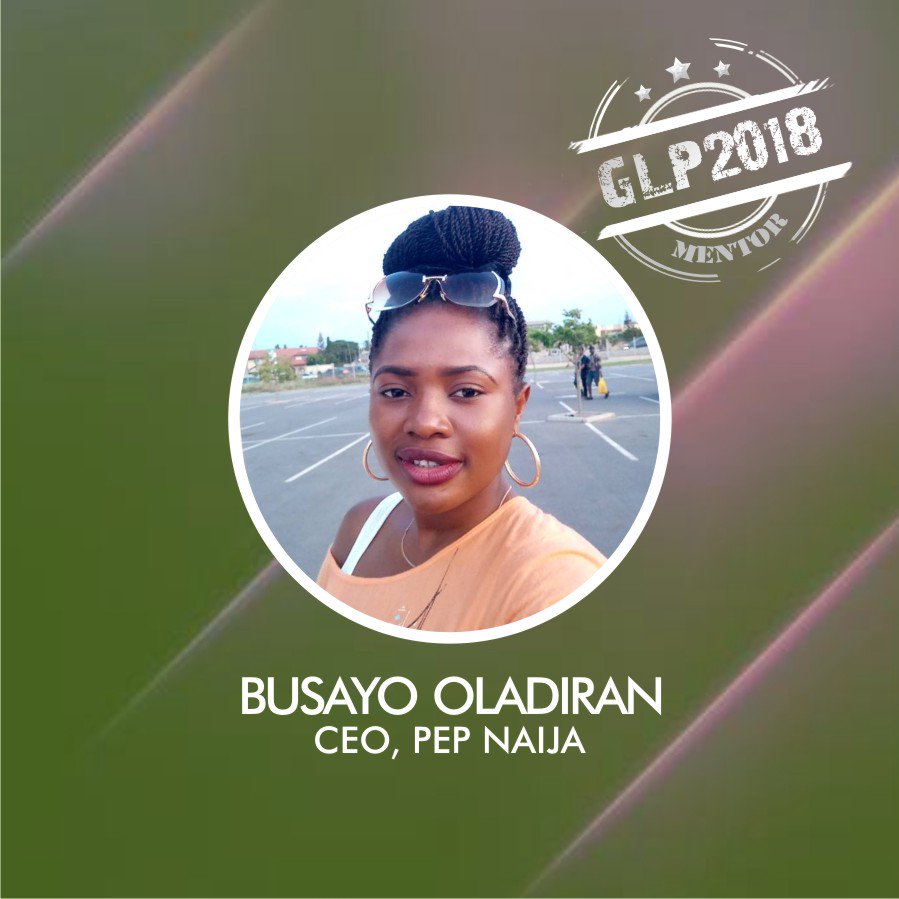 glp_ng's tweet photo. Oladiran Busayo, CEO @pepnaija is a #GLP2018 mentor.

With over 7 years experience in civic leadership, Busayo, a YALI fellow, works as Head of Charity @HRF_Nigeria 

She worked with BBID in collaboration with World Bank &amp; UTH Ibadan in 2014, to sensitize young people on STDs. https://t.co/jBRUiyikJL