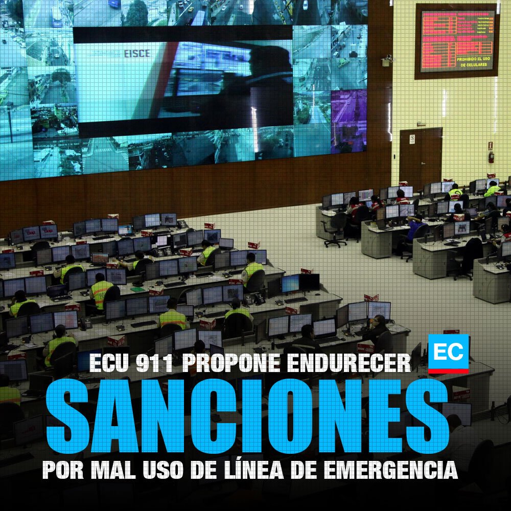 El COIP ya establece sanciones para quien haga mal uso de la línea de emergencia. El ECU 911 propuso a la Asamblea endurecer las sanciones » bit.ly/EcuEmrgncia