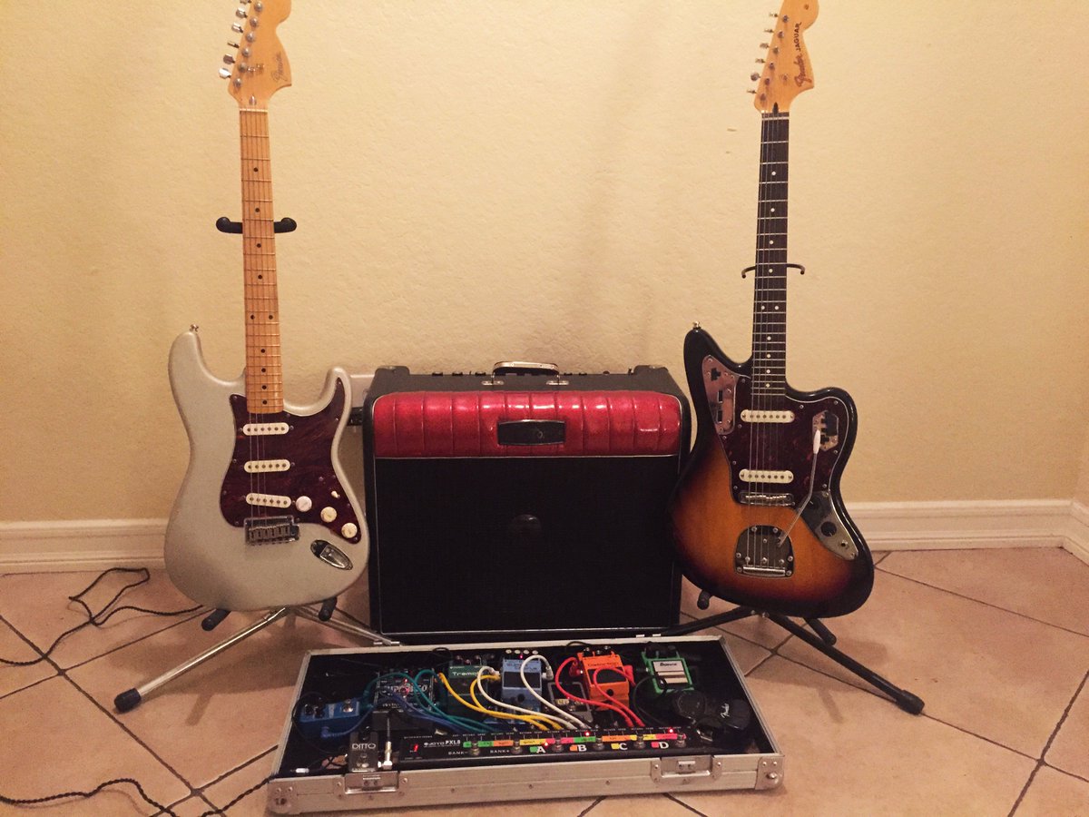 GearLoathingSD's tweet photo. Before their show at @TheMerrowSD tomorrow night, @Polux1984's Ever De La Rosa shares his sweet guitar rig, talks up his trusty Kustom amp + reveals the pedals he just can't live without. https://t.co/LE4cymuuti https://t.co/tnSejpENQf