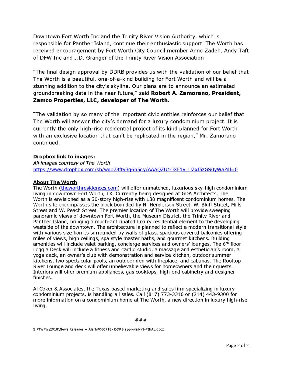 WorthResidences's tweet photo. The #FortWorth Downtown Design Review Board (DDRB) unanimously approves final design for #TheWorth. https://t.co/9K3BW6K9a3