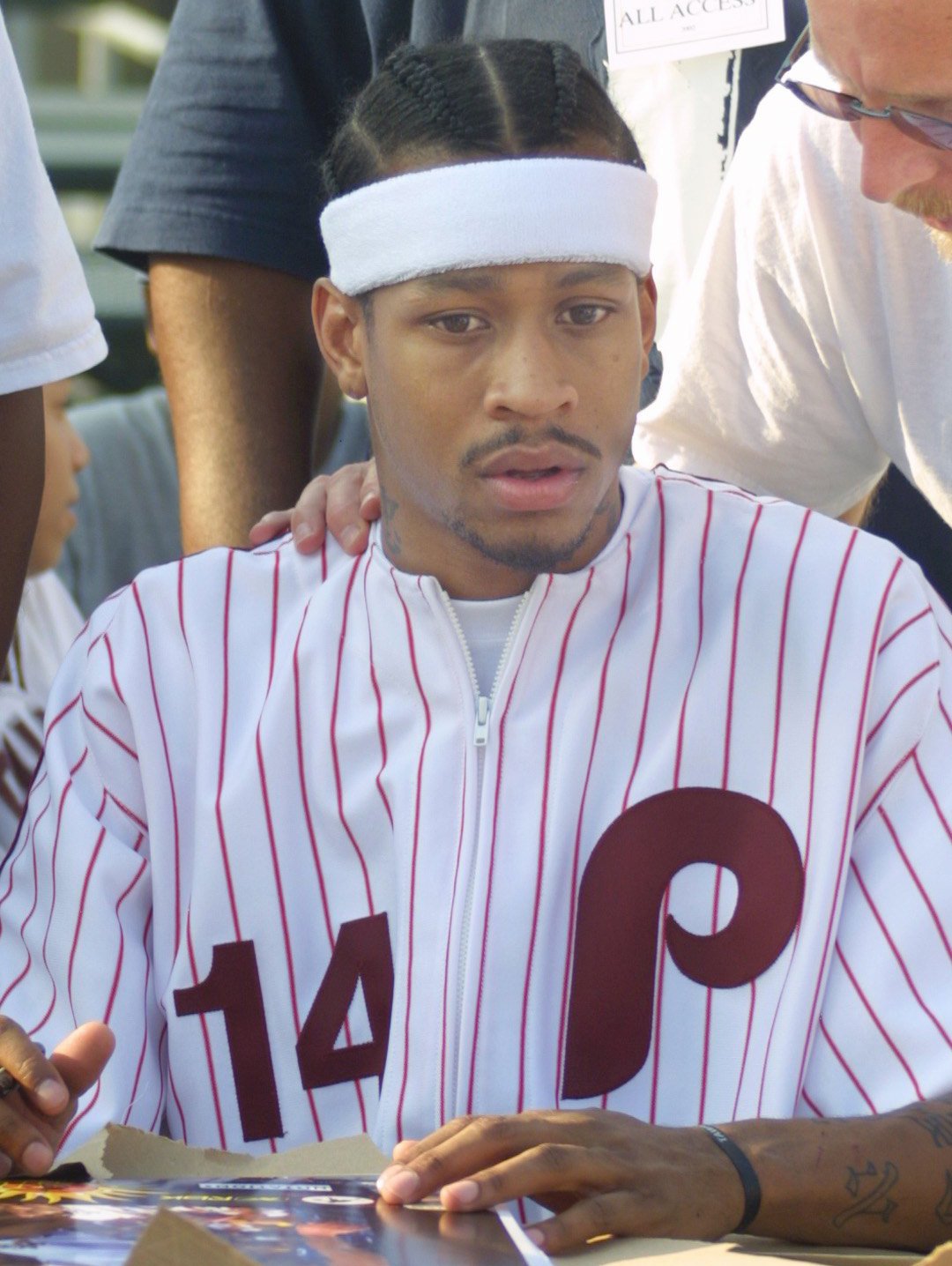 Happy birthday to Allen Iverson, who once wore a Phillies zip-up jersey while being told something truly shocking 