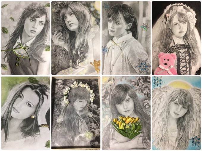 鉛筆画コラージュ作品のtwitterイラスト検索結果