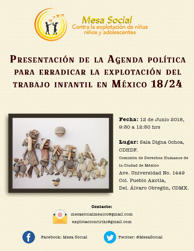 Ya casi arrancamos con la presentación de la Agenda Política para Erradicar la Explotación del Trabajo Infantil 18/24
Les invitamos a debatir... Entrada libre.
#EndChildLabour #AltoAlTrabajoInfantil #DíaInternacionalContraElTrabajoInfantil