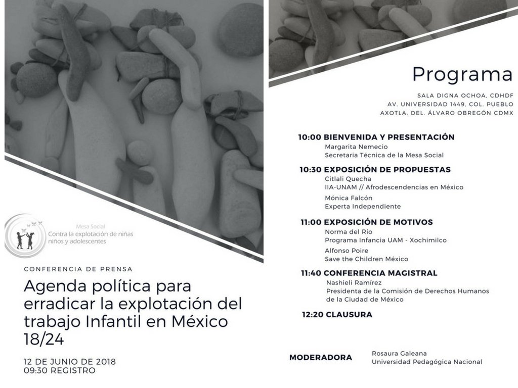 Ya casi arrancamos con la presentación de la Agenda Política para Erradicar la Explotación del Trabajo Infantil 18/24
Les invitamos a debatir... Entrada libre.
#EndChildLabour #AltoAlTrabajoInfantil #DíaInternacionalContraElTrabajoInfantil <a href="/Alianza_MX/">Alianza MX</a> <a href="/CTDPAC/">CTDP AC</a> <a href="/SCMex/">Surfistas Cristianos Mexico</a> <a href="/afrodes_mx/">Afrodescendencias Mx</a>