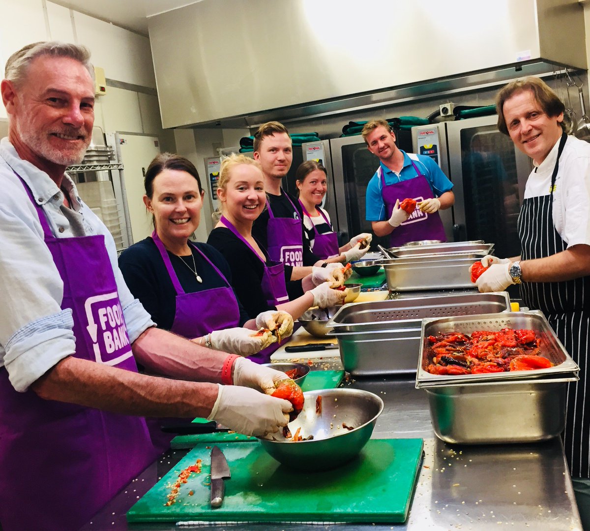 ModaEvents's tweet image. Chef Javier had some helpers in the kitchen, who were generous in donating their time to cook for the Foodbank appeal. Go Team!