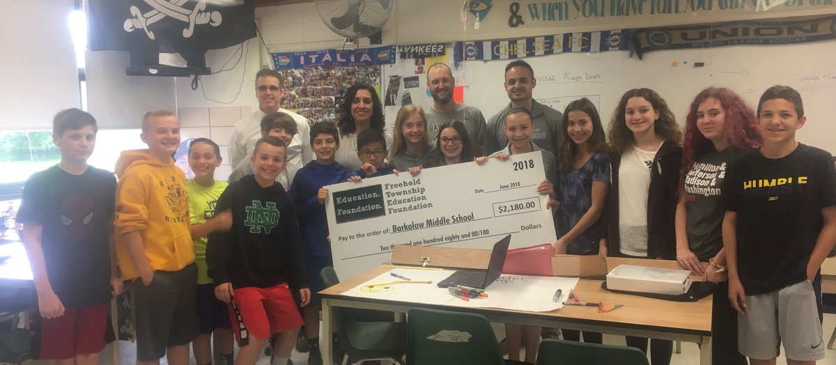 Congratulations Mr. Cugini and Mr. Finucane!  We are pleased to fund the “Student News” program at the Barkalow School.