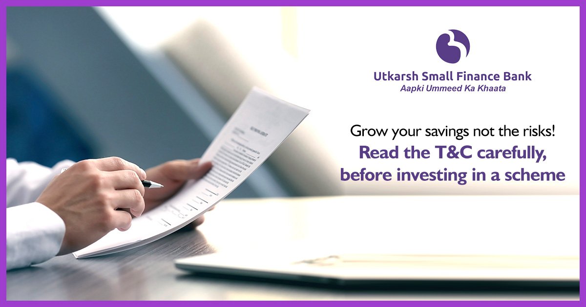 Utkarshsfbl's tweet photo. In investments, returns are always equivalent to risk! Before investing in a scheme always, remember to read T&amp;C document carefully. To know more, click on https://t.co/PCjnwmSCCT.
#RiskAndReturns #RBIFinancialLiteracyWeek #SecuredBanking #UtkarshSmallFinanceBank https://t.co/9ovUMqwh5I