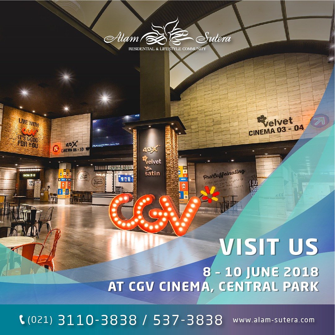 AlamSuteraInfo's tweet photo. Datang dan kunjungi pameran properti berkualitas dari Alam Sutera Group di CGV Cinema, Central Park Mall mulai hari ini 8 – 10 Juni 2018.
#alamsutera #information #pameran #CGV #CGVcinema #centralpark #expo #exhibition #promotion #home #apartment #living #tangerang #LLOYD https://t.co/qkBW8NuYlR
