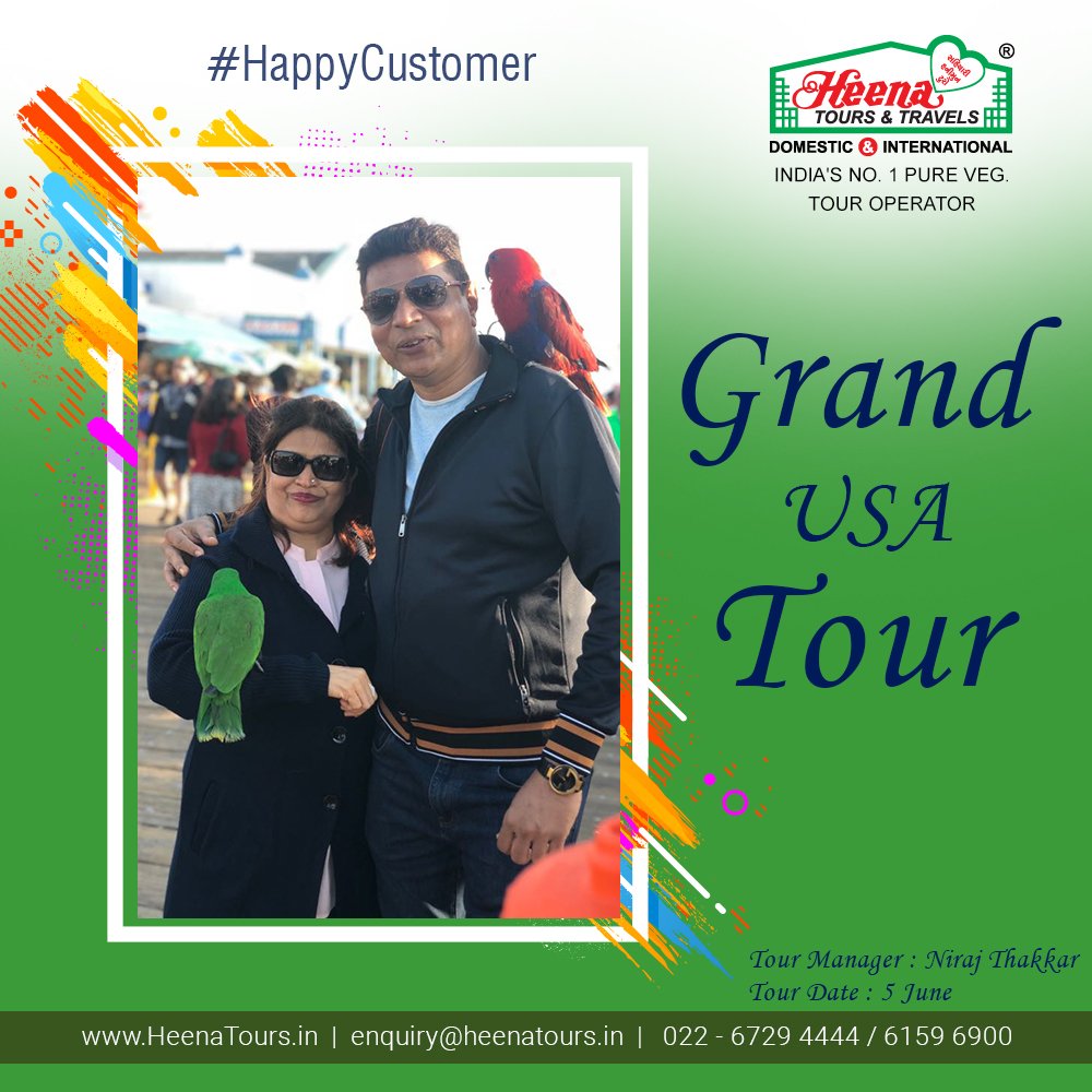 heenatours's tweet photo. A beautiful photo of Grand USA tour travelers. Precisely managed tour and services made our customers happy. Credit goes to our hard working tour managers Niraj Thakkar..
Visit: https://t.co/IablpwJzK6
#HeenaTours #HappyCustomer #TourGuest #GrandUSATour #HappyFaces #TravelPhoto https://t.co/9MY1RXTmju