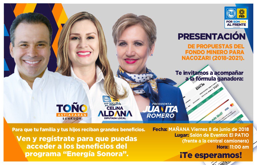juanitaromeromx's tweet photo. Cordialmente invitados, te presentaremos nuestras propuestas. #AhoraEsCuando #QueSubaEl18 #SonoraValiente https://t.co/ESgfCcnqeG