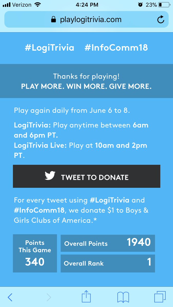 nycee79's tweet photo. Hello @LogitechVC @Logitech awesome booth at #InfoComm18, I have been playing #LogiTrivia but I have an issue as I think I lost points from yesterday to today which affected my rank can anyone help! Thanks... https://t.co/cLBTJbJlE5
