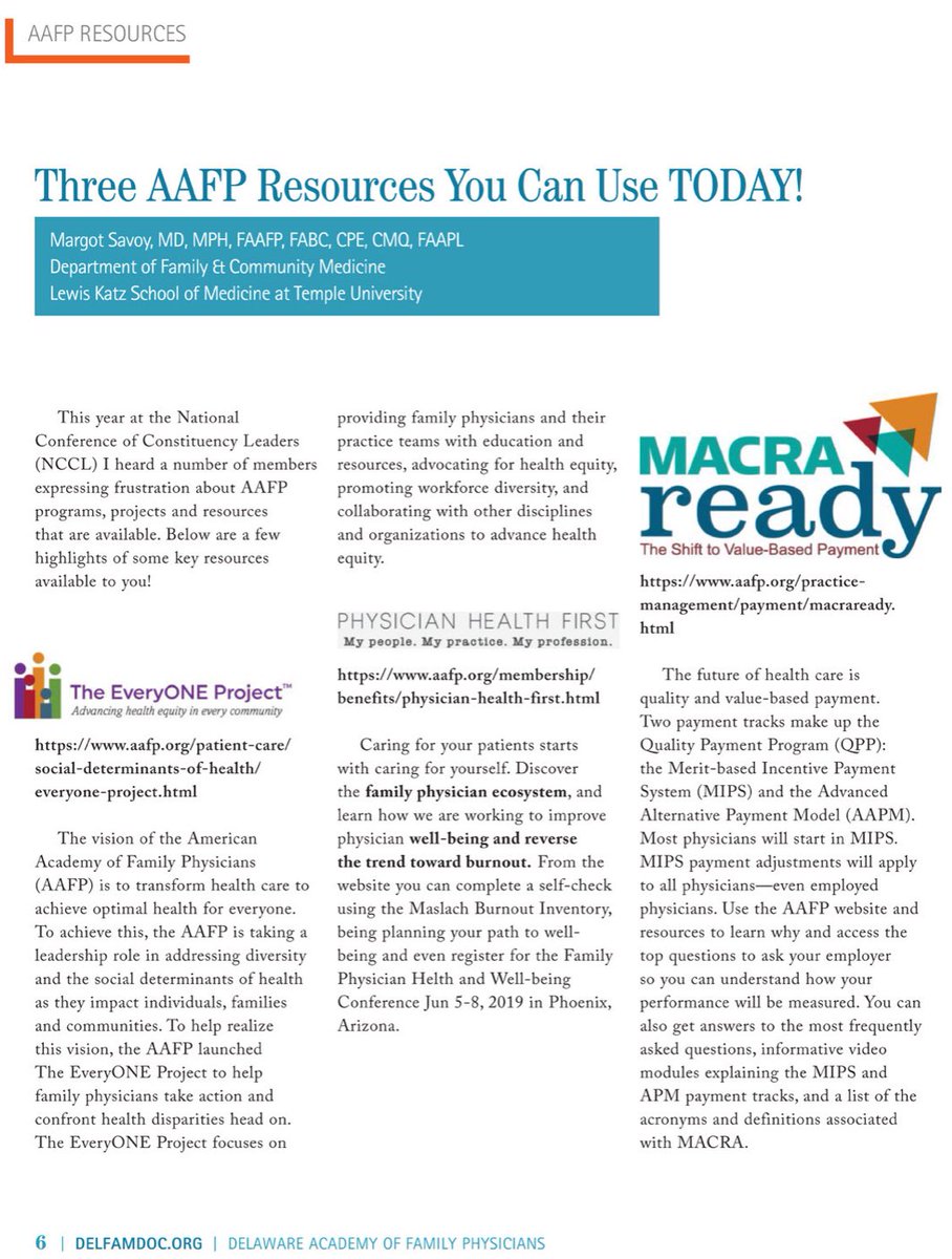 MargotSavoy's tweet photo. Not only does the latest issue of #DelFamDoc have @aafpprez Mike Munger on the cover with @delfamdoc Prez Adrian Wilson but there is info about @aafp resources like #TheEveryoneProject & #PhysicianHealthFirst | https://t.co/pkdwYVIK1w{"issue_id":"499050","page":1} https://t.co/RDuq7oRljB