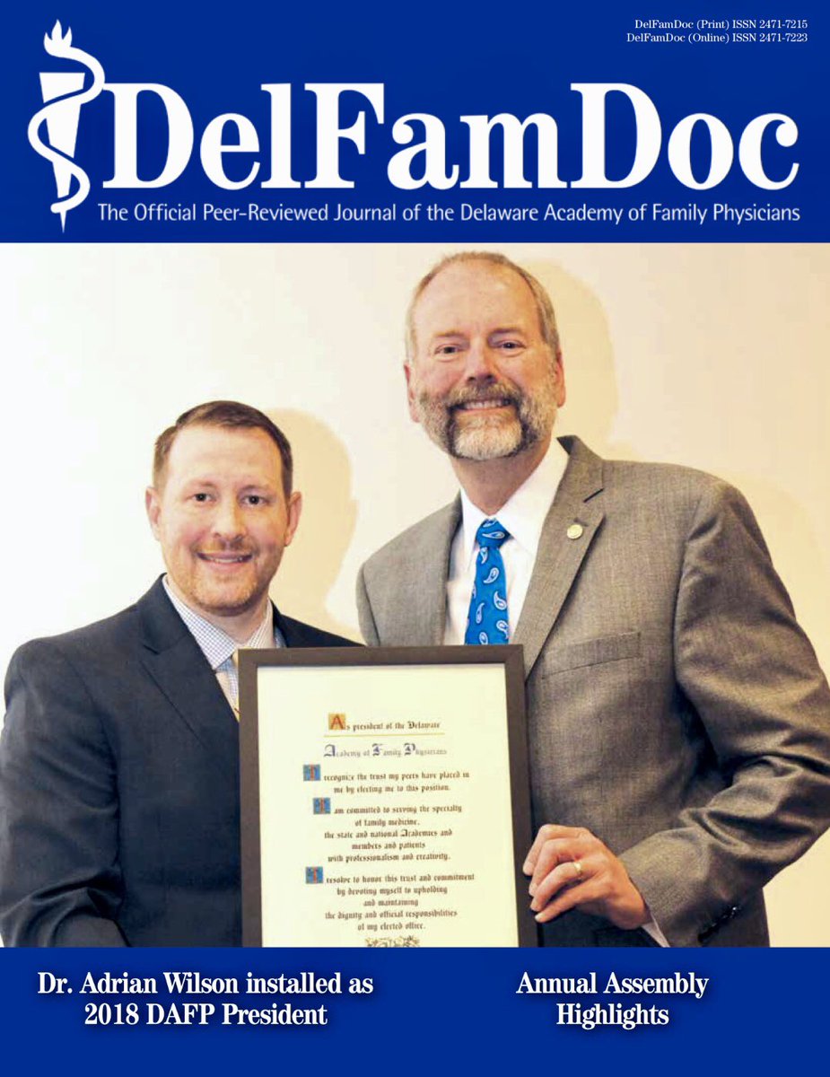MargotSavoy's tweet photo. Not only does the latest issue of #DelFamDoc have @aafpprez Mike Munger on the cover with @delfamdoc Prez Adrian Wilson but there is info about @aafp resources like #TheEveryoneProject & #PhysicianHealthFirst | https://t.co/pkdwYVIK1w{"issue_id":"499050","page":1} https://t.co/RDuq7oRljB