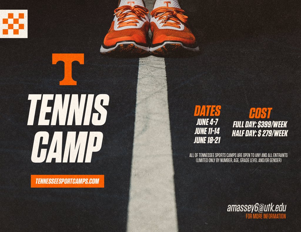 Vol_Tennis's tweet photo. Week 1 of UT Tennis Camp is in the books❗️
REGISTER NOW for week 2❗️
Numbers have doubled and only 5 spots remain❗️
🎾🍊🎾🍊🎾🍊🎾🍊🎾🍊🎾 https://t.co/LwJusS6y3v