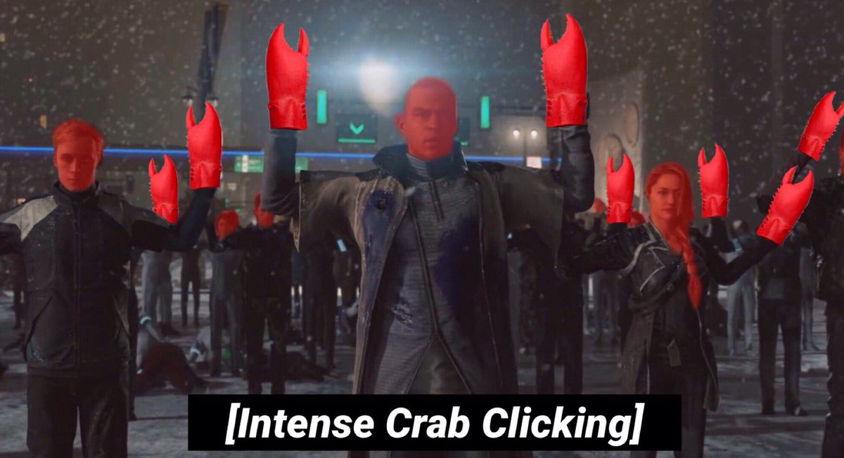 Just_Mitchy's tweet photo. Members of the Crab Army conduct a peaceful protest outside of a seafood establishment demanding the freedom of both the imprisoned #CrabArmy and their allies, the #FishBattalion (Detroit 2038, colorized).
#HonorOurFallenCrabs
@BryanDechart https://t.co/HeWhVrh4Nz