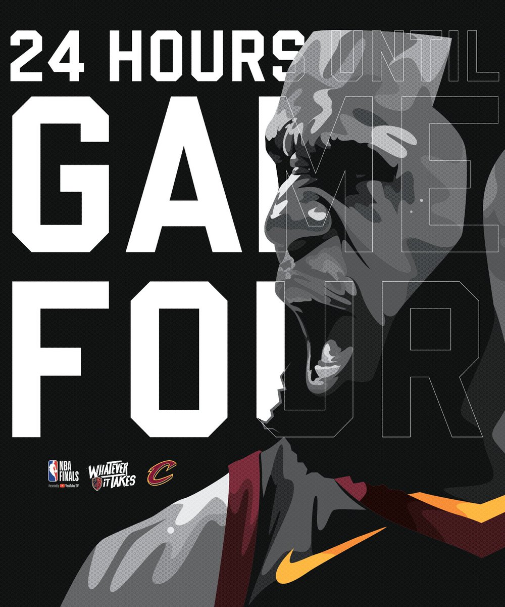 cavs's tweet photo. 24 HOURS UNTIL GAME 4.
#NBAFinals || #WhateverItTakes https://t.co/KprW7eSEVP