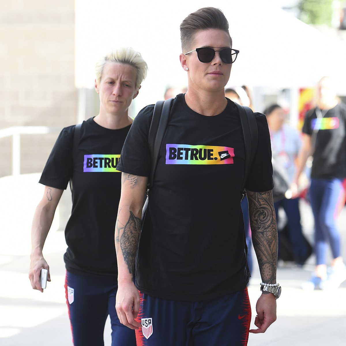 USWNT's tweet photo. 🏳️‍🌈 Be True 🏳️‍🌈

The #USWNT has arrived at the RioT! 9 pm ET, @FS1 or @UnivisionSports. https://t.co/6HytarcQr3