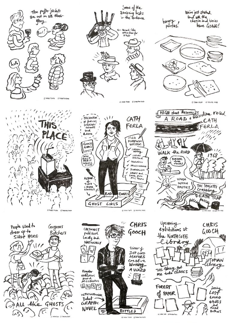 sarahthefirth's tweet photo. https://t.co/xgr57yd1MQ
My live #illustrations and #graphicrecording for This Place: writing by #JamesButton #HannahDonnelly @sovtrax, #KutchaEdwards, @Cath_Ferla #ChrisGooch #PonchHawkes @salkimberandtrw #MelissaReeves #NickRichardson @_denisescott thanks @CityofDarebin https://t.co/6N3uJy9LdX