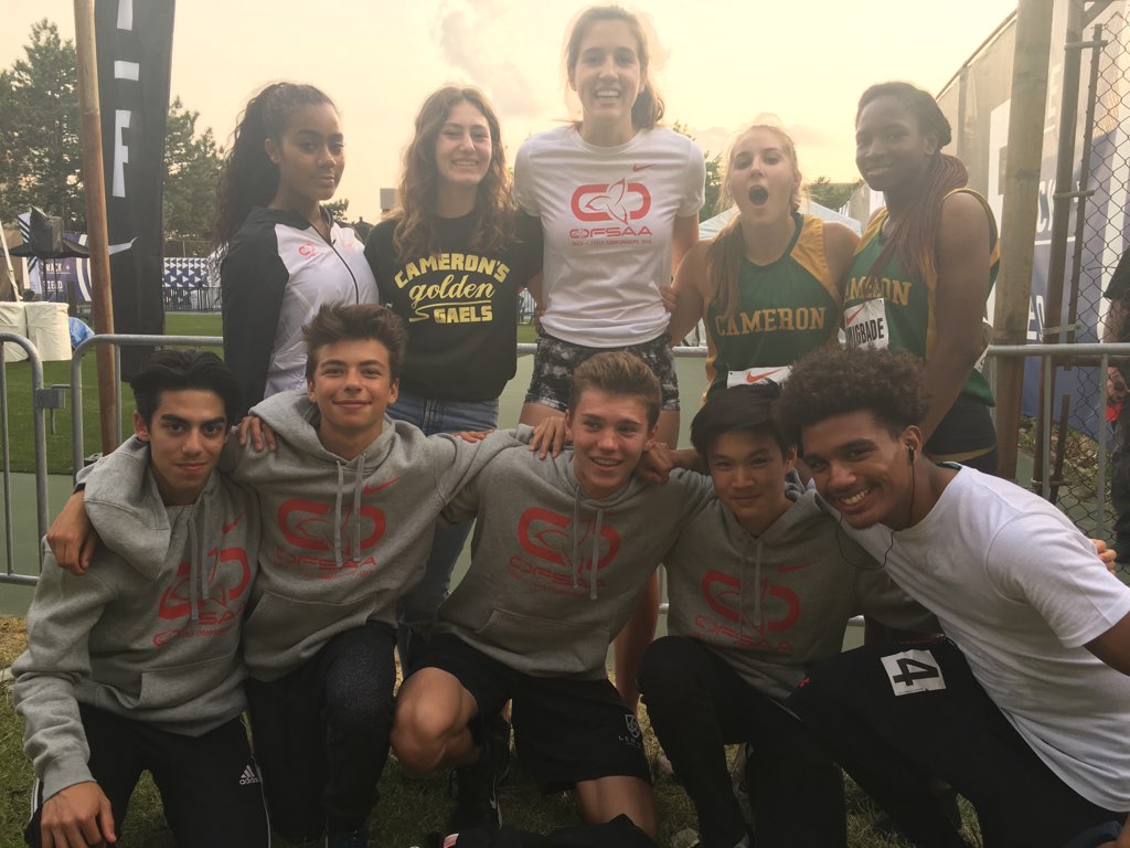 CHCITrack's tweet photo. The Sun🌞 shines on the Golden Gael SG and MB relay teams @OFSAATrack. .. what fantastic team spirit and friendships this year's multi-grade team has developed!🍁 @CHCIsports https://t.co/6NZceFmCkT