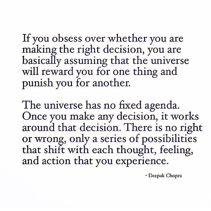 Your decisions lead you to your growth. They lead you to your lessons and your transformation. They lead to you meeting new parts of yourselves. So obsessing over right and wrong actually leads you no where at all; it just keeps you stuck.  #mindfulmft
