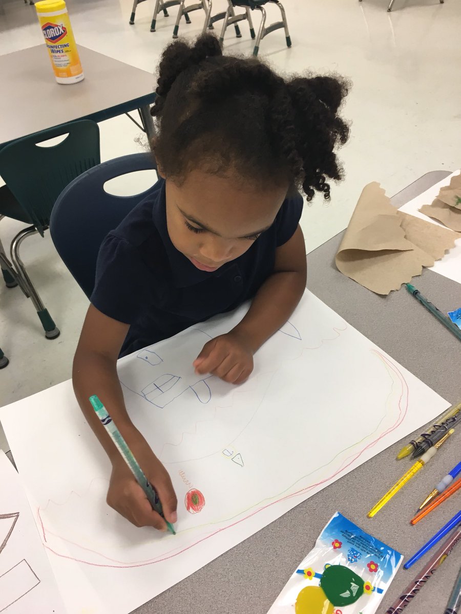 KeishaLee24's tweet photo. @AlcottHISD Kinder Camp at Bastian Elementary. Ms. Garza our wonderful Art teacher teaching an art lesson. https://t.co/tqj9IiOEOO