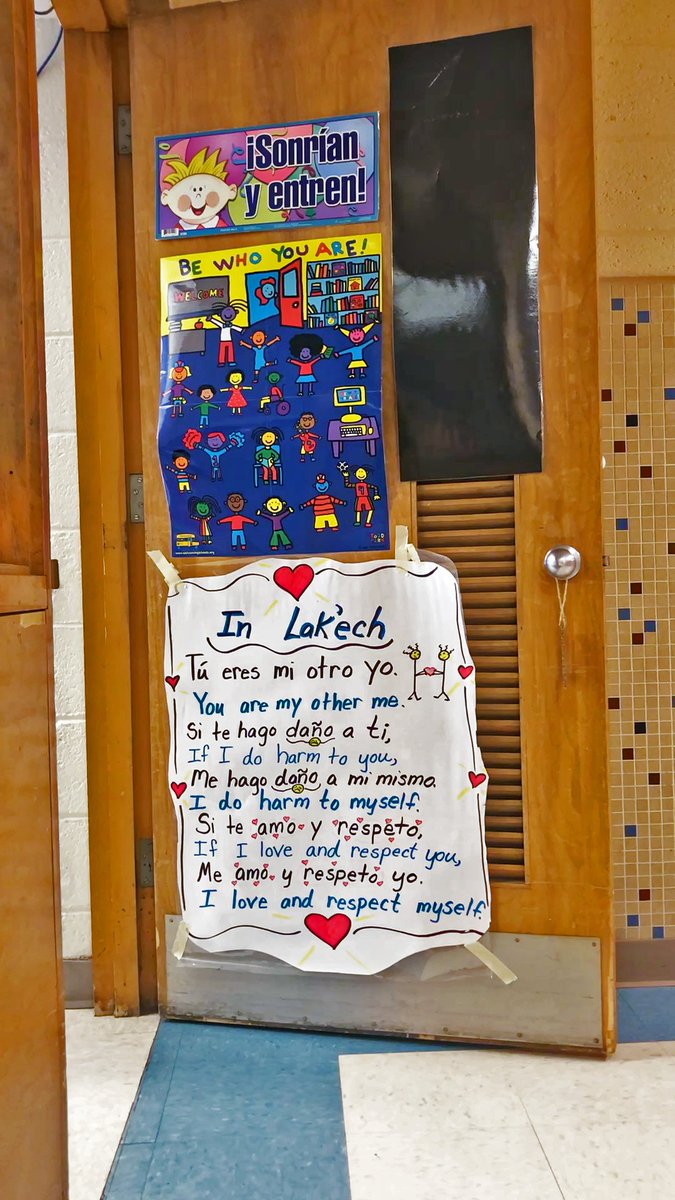 A Welcoming Schools poster on a door of a classroom.