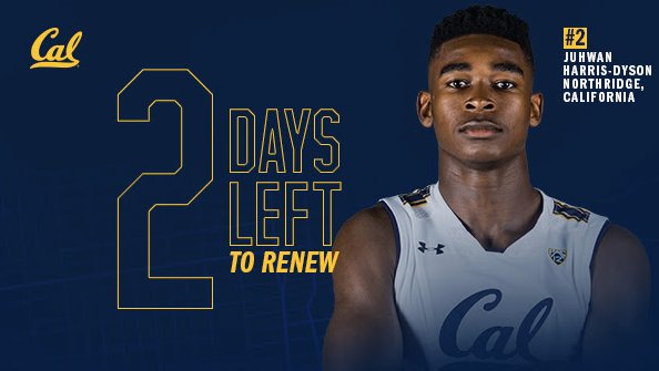 Don't lose your seats! 🙅‍♂️💺💺There is only 2⃣ more days left to renew your <a href="/CalMBBall/">Cal Basketball</a> Season Tickets! 

#GoBears #EarnIt 🐻🏀⛹️‍♂️

🎟 » calbea.rs/2Jfd6V9