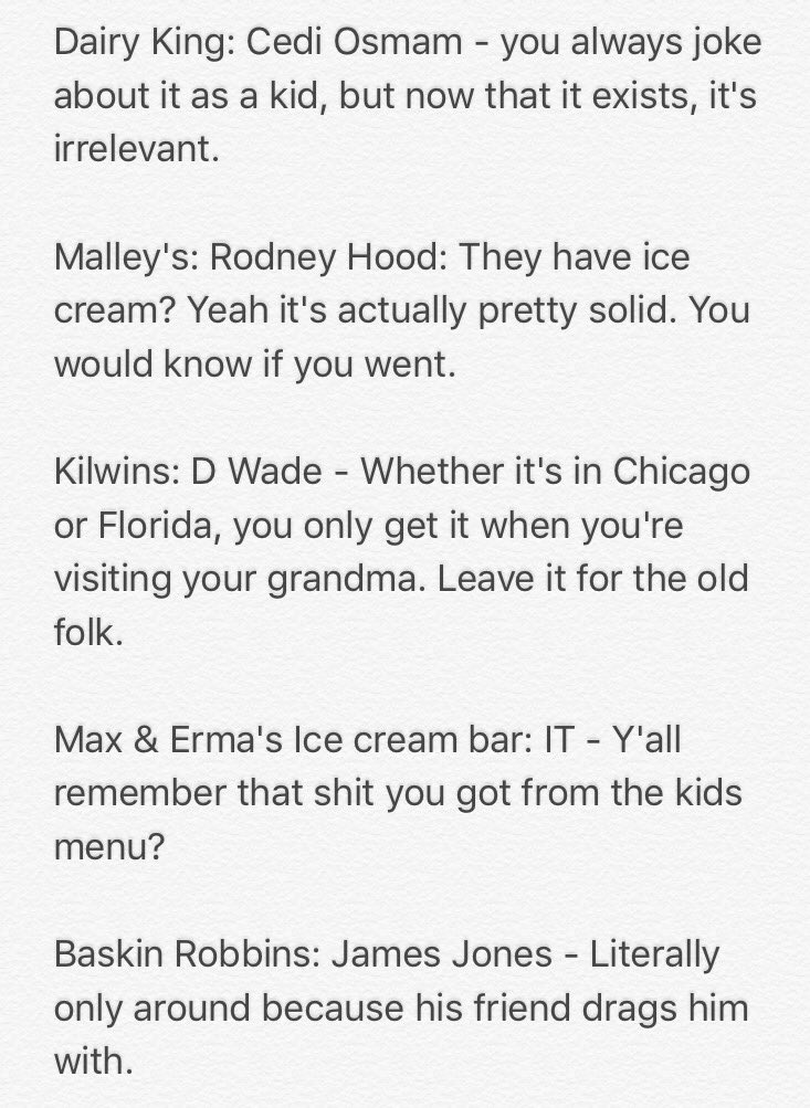 danielaxner11's tweet photo. Cleveland ice cream options - if they played basketball https://t.co/Qinz5MnAY9