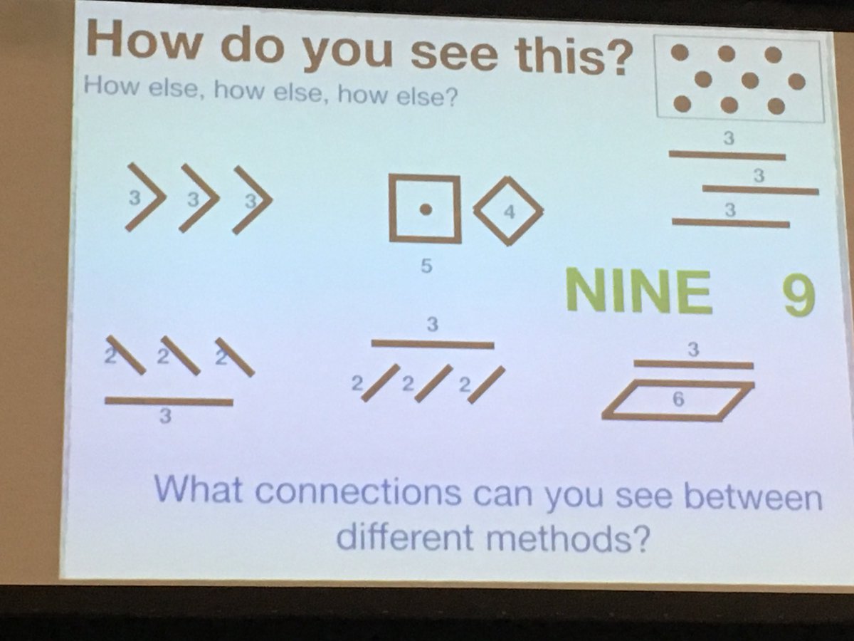 happyrock72's tweet photo. So many different ways to see 9...but what are the connections between the different methods? @WestwellVal #PanaConf18 https://t.co/Nks9xvJIUZ