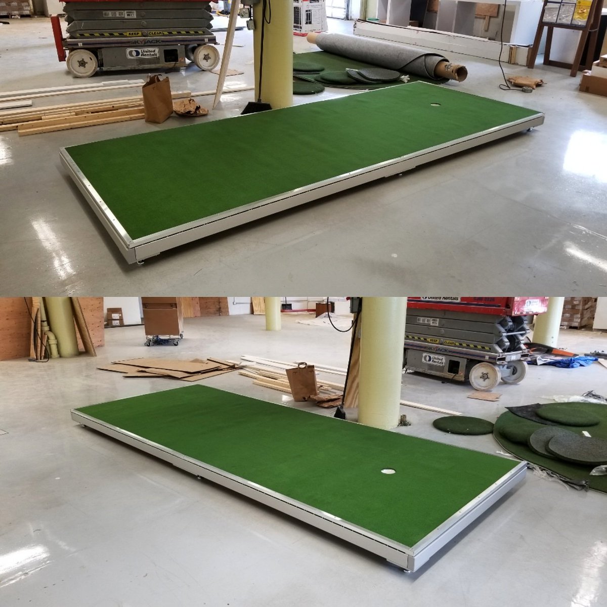 Another @perfectionplatforms build complete for @truespecgolf at their new location in Boston, Massachusetts. Now it's off home for a couple of days then out to Kansas for a synthetic green installation. #rggconsulting⛳ #perfectionplatforms #truespecgolf #fullgrindmode
